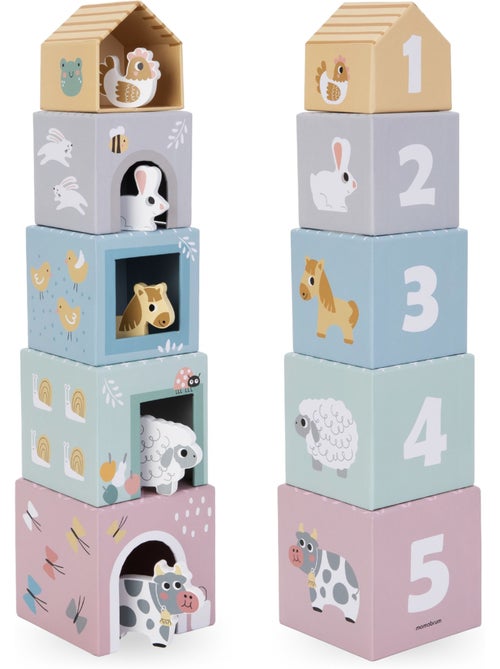 Torre de apilar encajable madera animales granja juguete aprendizaje mamabrum - Kiabi Torre de apilar encajable madera animales granja juguete aprendizaje mamabrum - Kiabi