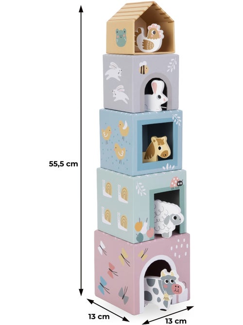 Torre de apilar encajable madera animales granja juguete aprendizaje mamabrum - Kiabi Torre de apilar encajable madera animales granja juguete aprendizaje mamabrum - Kiabi