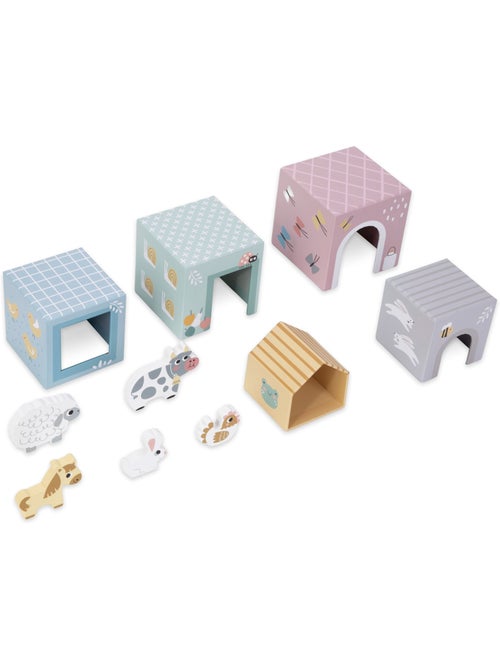 Torre de apilar encajable madera animales granja juguete aprendizaje mamabrum - Kiabi Torre de apilar encajable madera animales granja juguete aprendizaje mamabrum - Kiabi