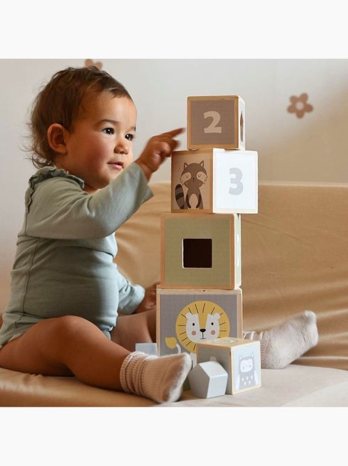 Torre de apilar madera infantil clasificador formas numeros mamabrum - Kiabi Torre de apilar madera infantil clasificador formas numeros mamabrum - Kiabi
