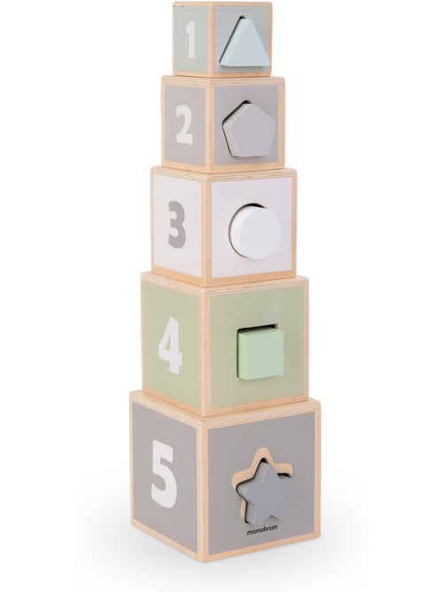 Torre de apilar madera infantil clasificador formas numeros mamabrum - Kiabi Torre de apilar madera infantil clasificador formas numeros mamabrum - Kiabi