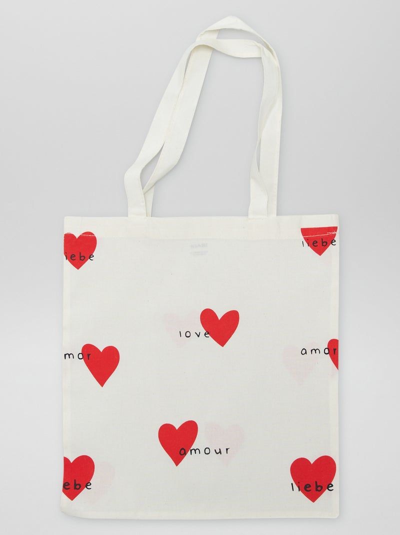 Tote bag con estampado de 'corazones' BLANCO - Kiabi