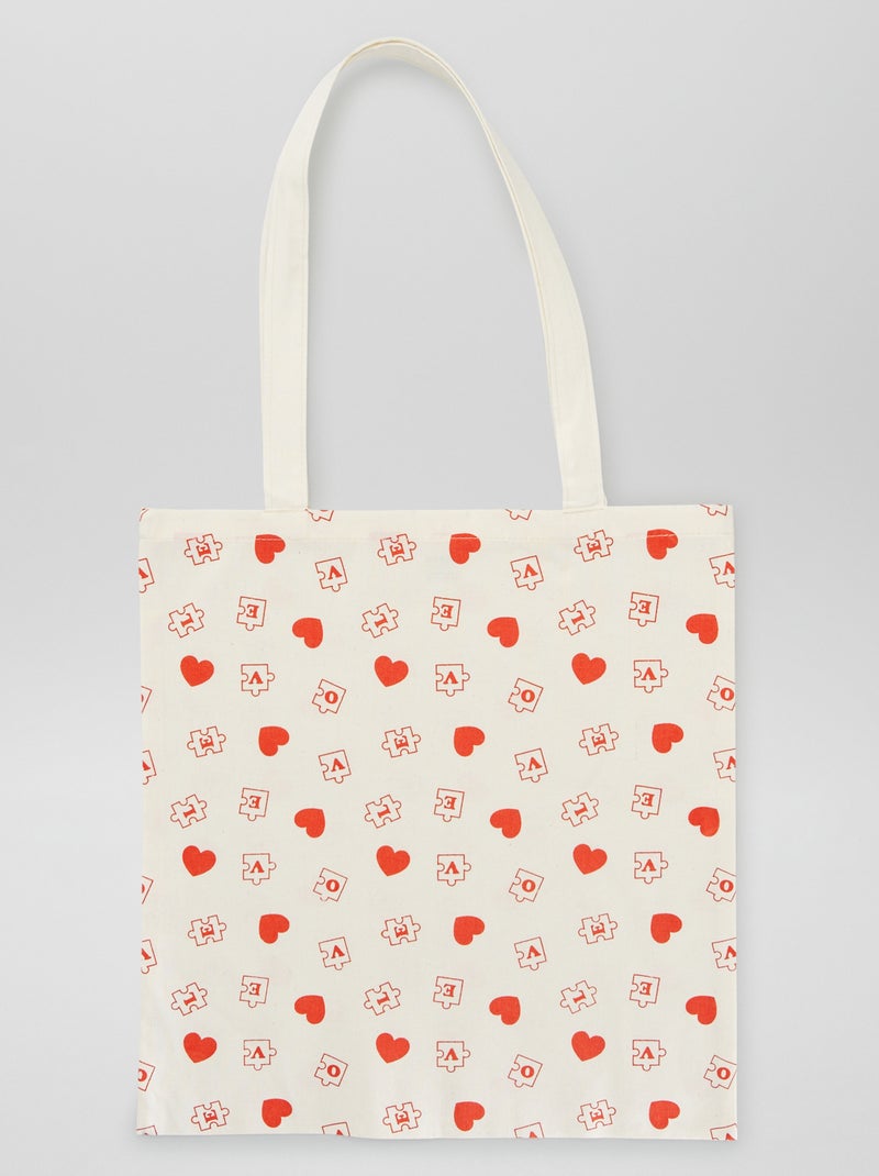 Tote-bag de tela 'Love' BEIGE - Kiabi