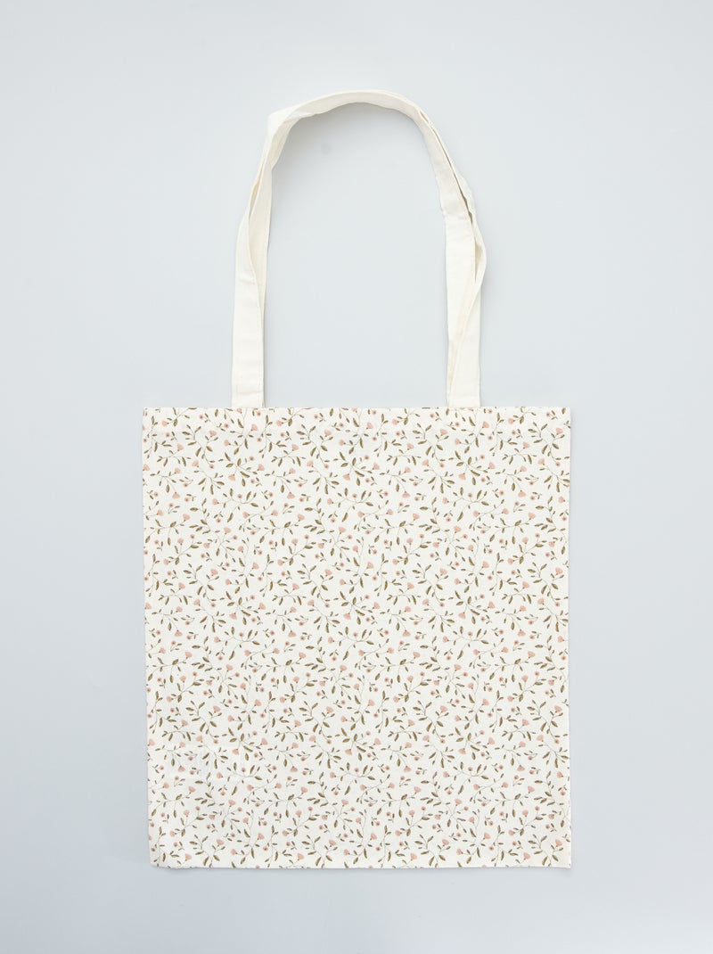 Tote bag estampado 'flores' BLANCO - Kiabi