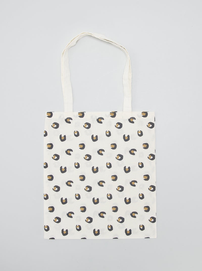 Tote bag estampado leopardo BLANCO - Kiabi