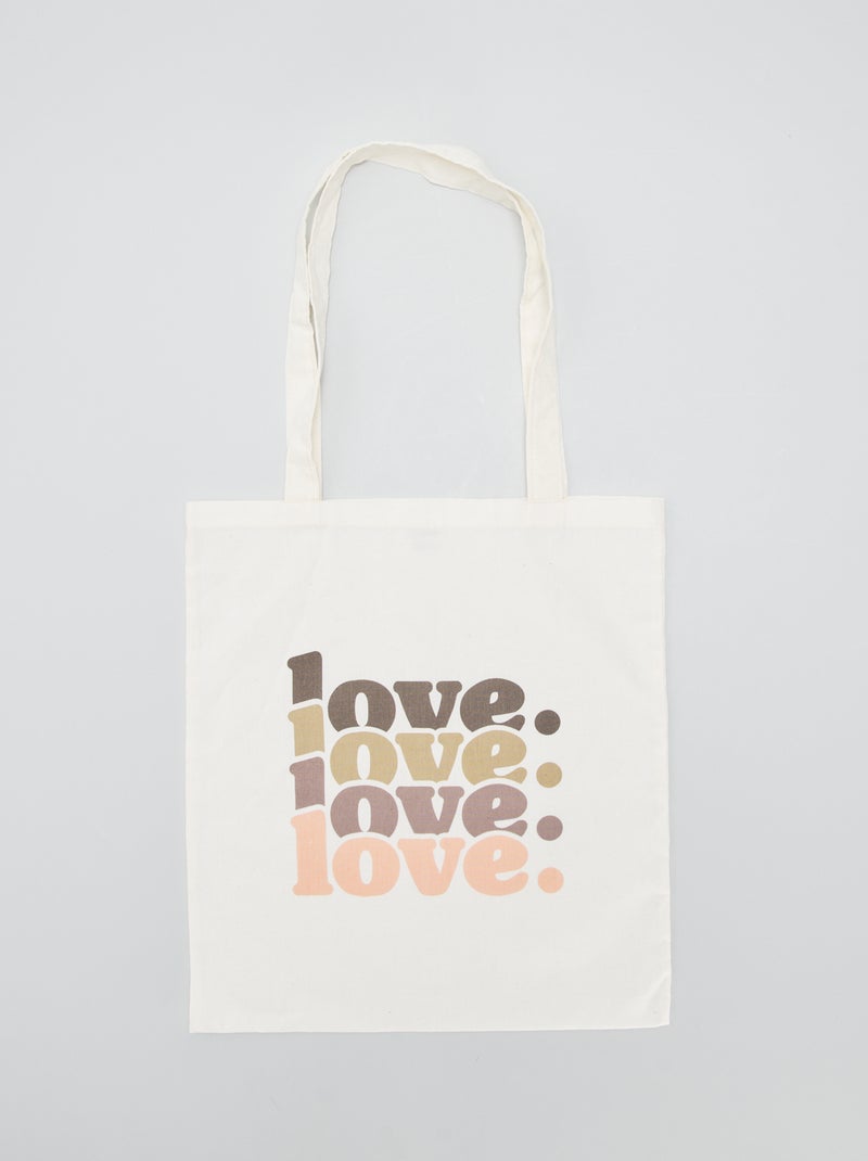 Tote bag inscripción 'love' BLANCO - Kiabi