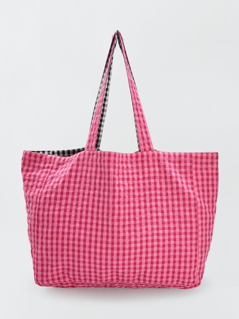Bolsa Playa Mujer Bolso Marea Vichy Rosa De Kalk Shopper De