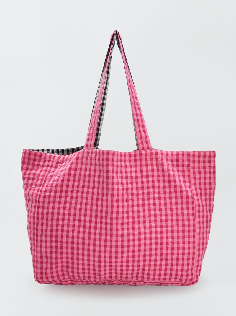 Tote bag reversible con estampado 'vichy' ROSA - Kiabi