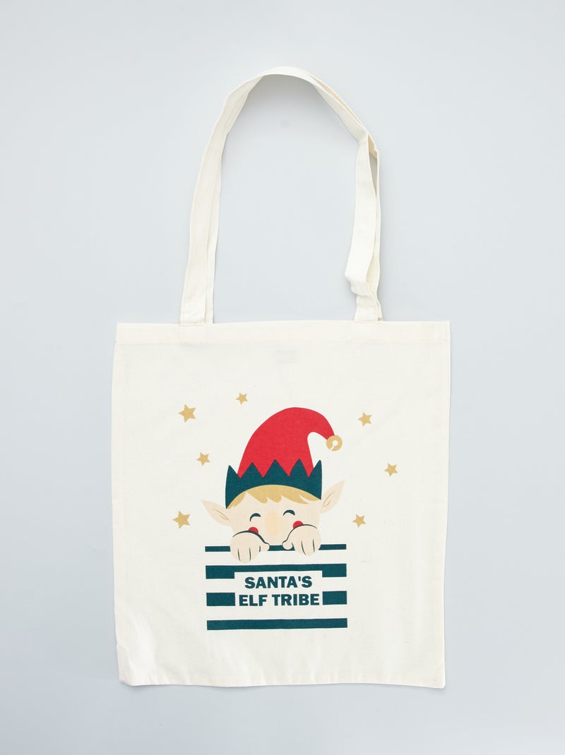 Tote bag 'Santa's Elf Tribe' BLANCO - Kiabi