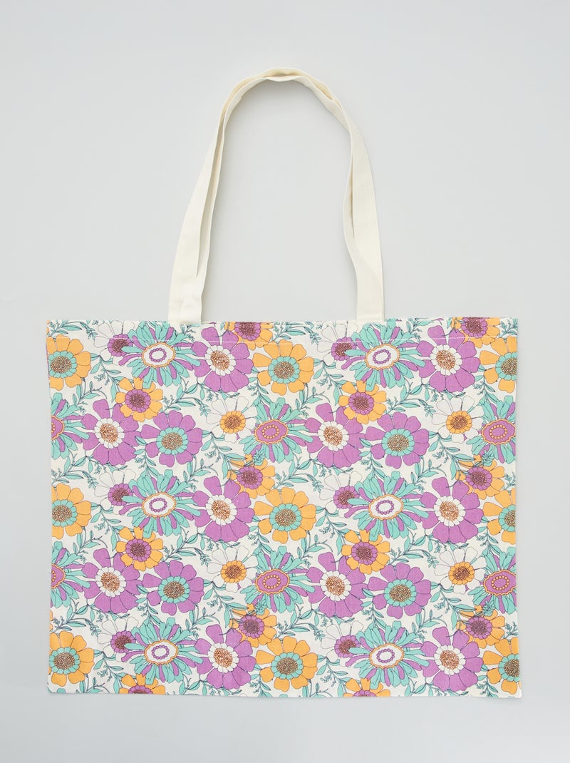 Totebag con motivo estampado flores - Kiabi