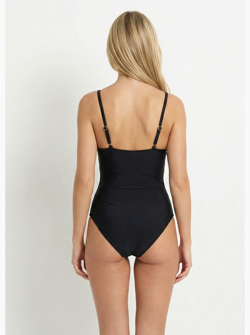 Traje de baño de una pieza con escote en V y drapeado - AFIBEL Negro - Kiabi