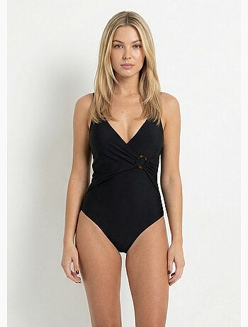 Traje de baño de una pieza con escote en V y drapeado
