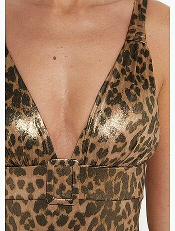 Traje de baño de una pieza con estampado de leopardo sexy - AFIBEL