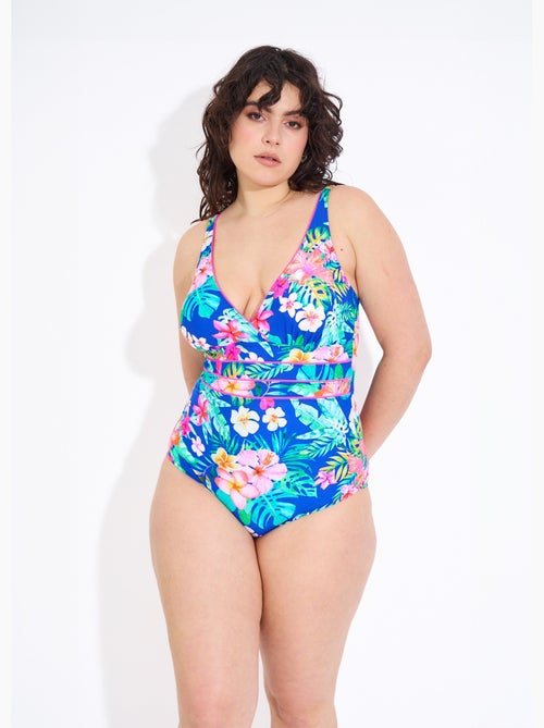Traje de baño de una pieza con flores exóticas - AFIBEL - Kiabi