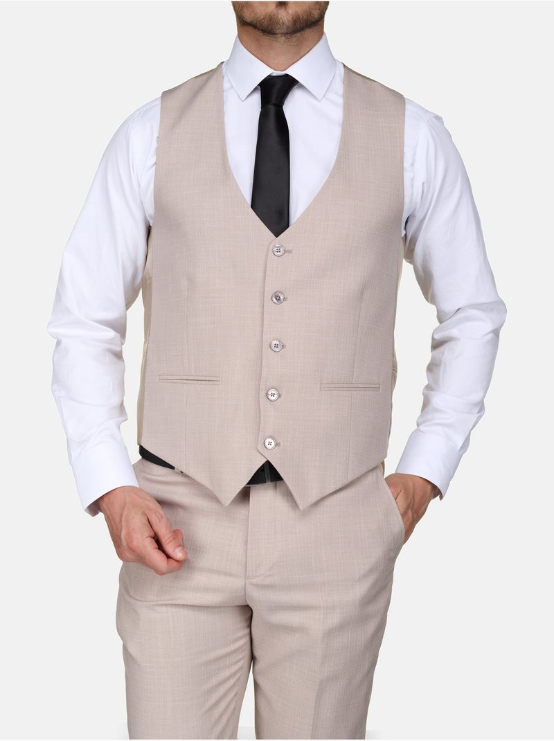 Traje de tres piezas con cuello en punta - Leader Mode Crema - Kiabi