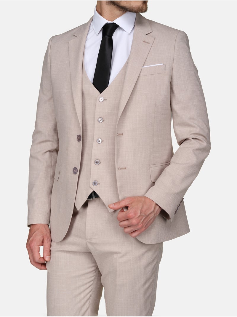 Traje de tres piezas con cuello en punta - Leader Mode Crema - Kiabi