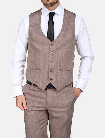 Traje de tres piezas con rayas y acanaladuras - Leader Mode
