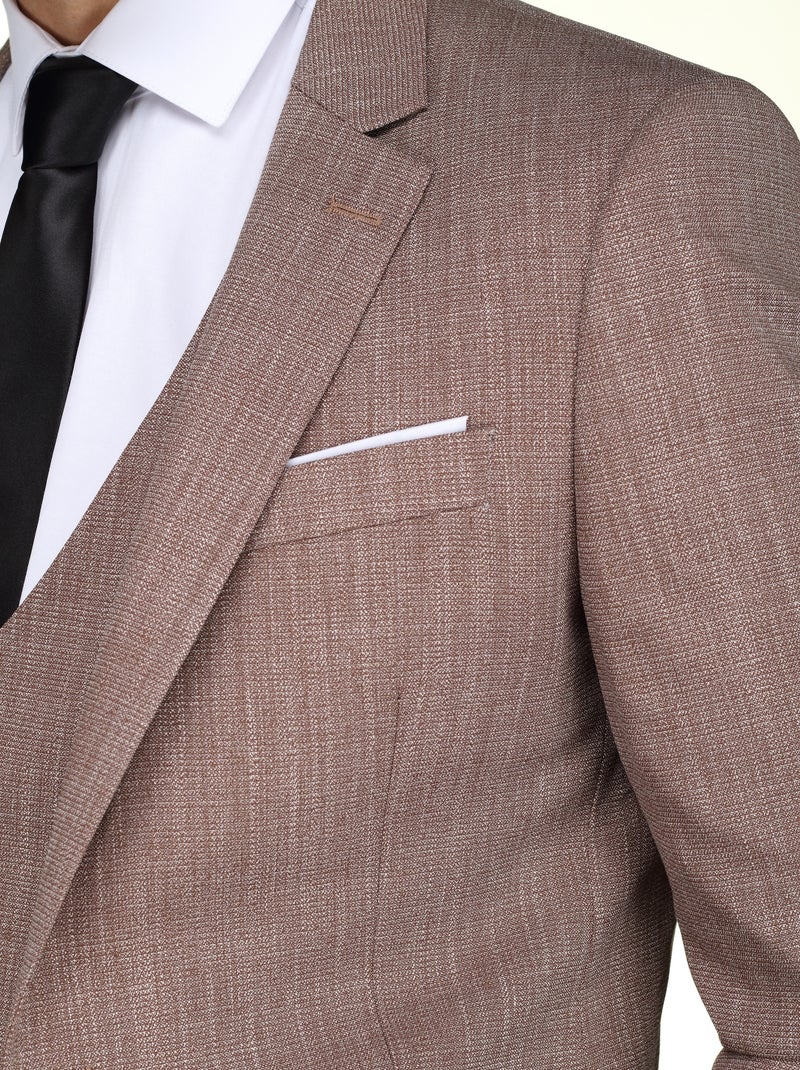 Traje de tres piezas con rayas y acanaladuras - Leader Mode Beige - Kiabi