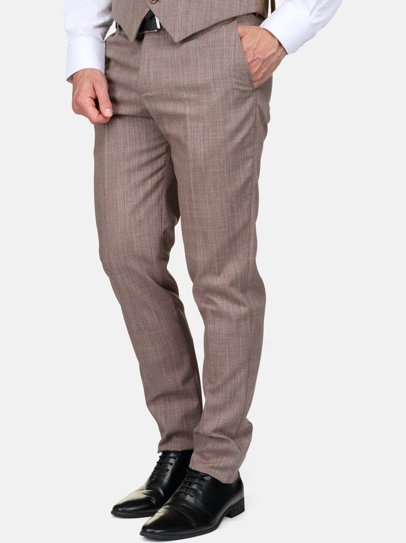 Traje de tres piezas con rayas y acanaladuras - Leader Mode Beige - Kiabi