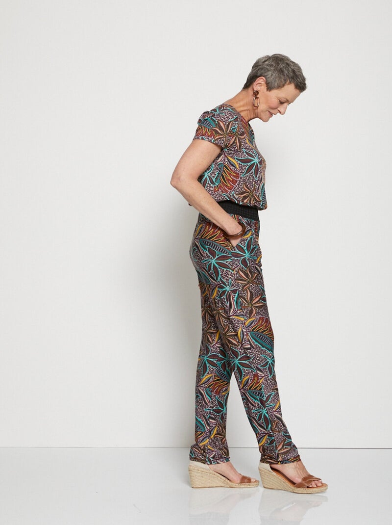 Traje pantalón de punto elástico - Afibel Terracota - Kiabi