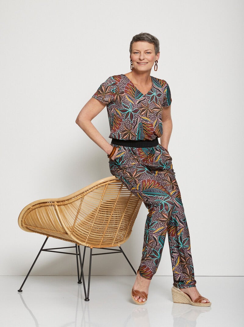 Traje pantalón de punto elástico - Afibel Terracota - Kiabi