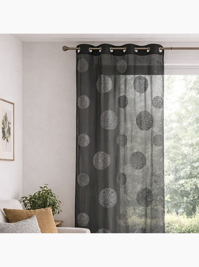 Transparente con círculos bordados tono sobre tono Negro - Kiabi