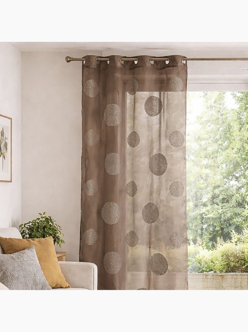 Transparente con círculos bordados tono sobre tono Taupe - Kiabi