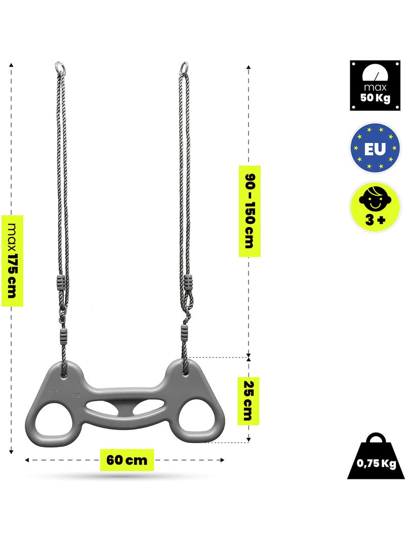 Trapecio de gimnasia HyperMotion con cuerdas ajustables infantil Gris - Kiabi