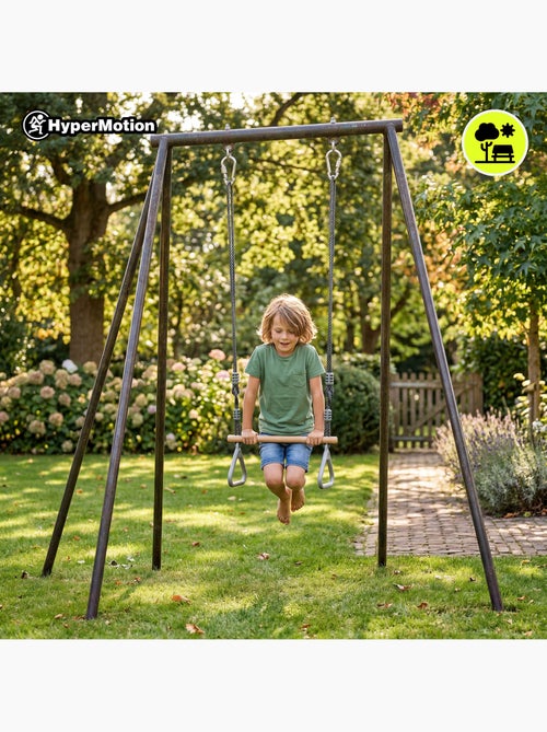 Trapecio de gimnasia infantil HyperMotion con anillas y barra de madera para columpio - Kiabi Trapecio de gimnasia infantil HyperMotion con anillas y barra de madera para columpio - Kiabi