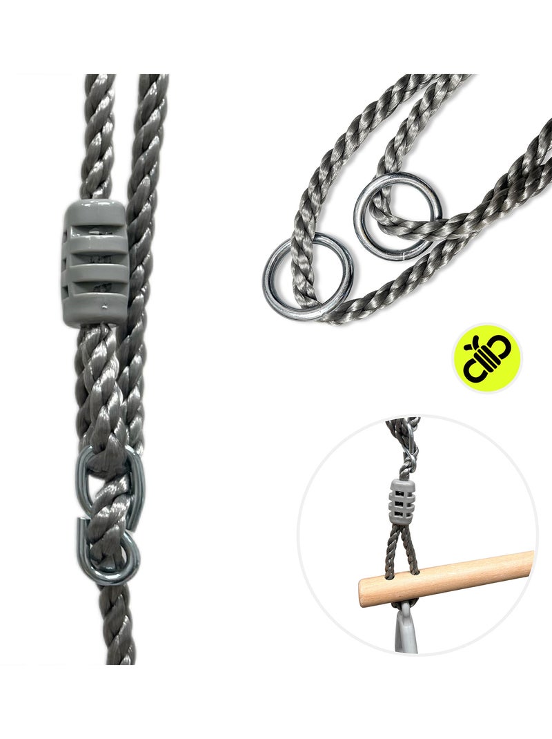 Trapecio de gimnasia infantil HyperMotion con anillas y barra de madera para columpio Gris - Kiabi