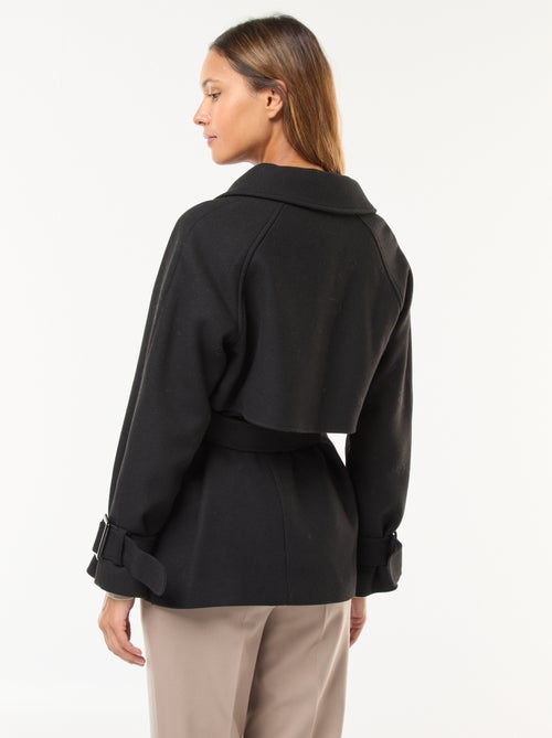 Trench con efecto lana y cinturón en la cintura - Kiabi