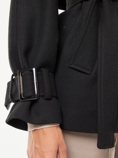 Trench con efecto lana y cinturón en la cintura - Kiabi