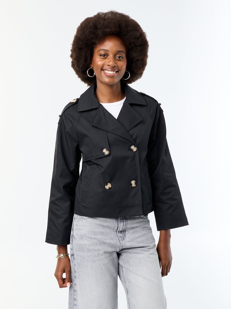 Trench corto Negro - Kiabi