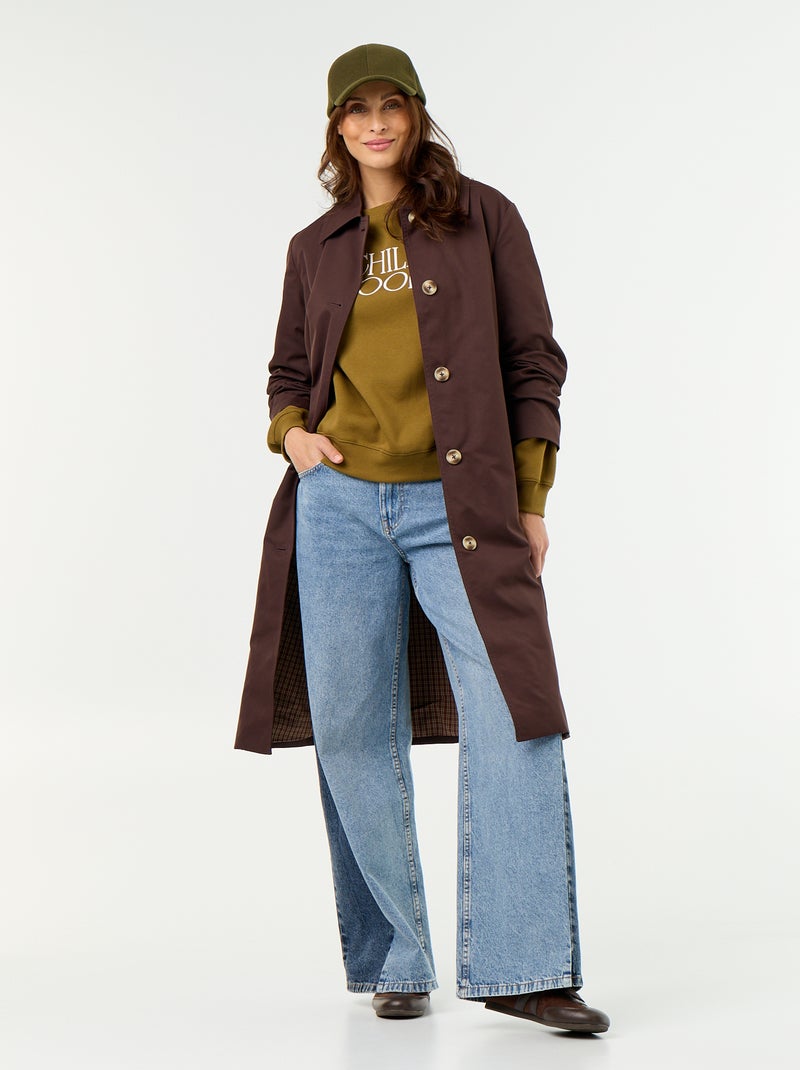 Trench de media longitud con forro interior Marron - Kiabi
