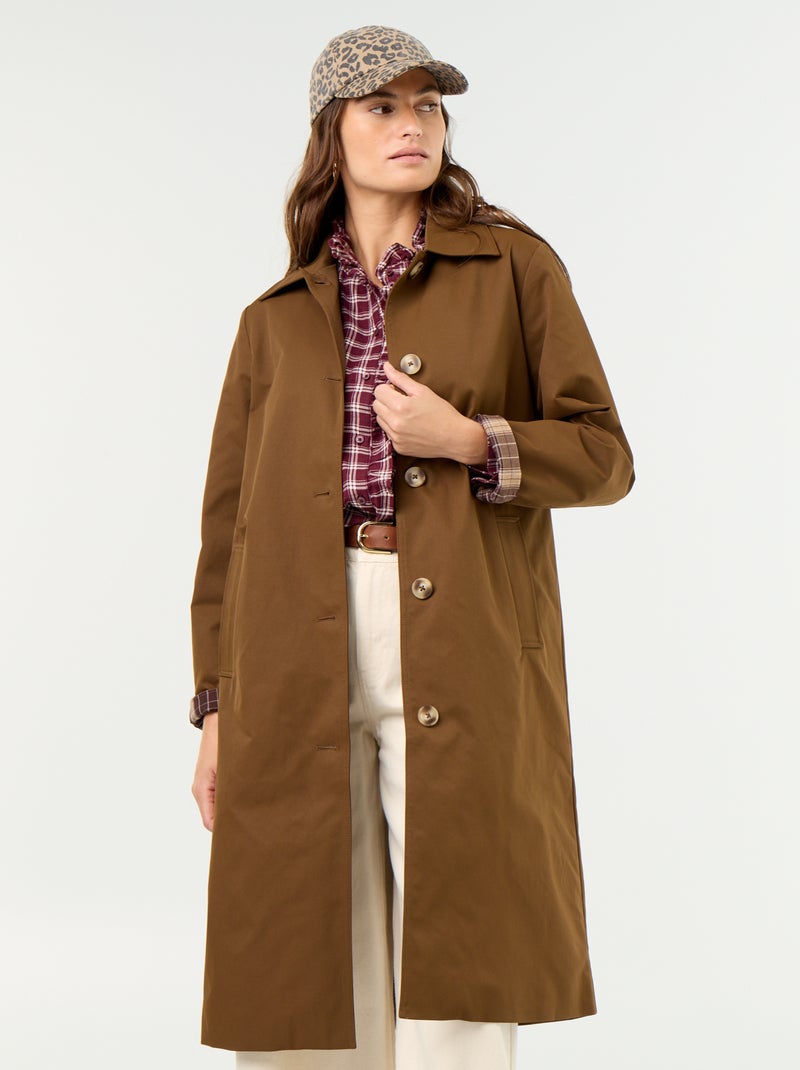 Trench de media longitud con forro interior Marron - Kiabi