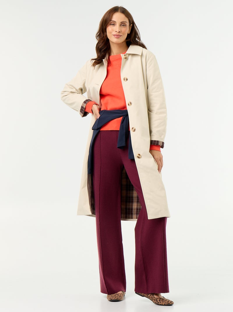 Trench de media longitud con forro interior Marron - Kiabi