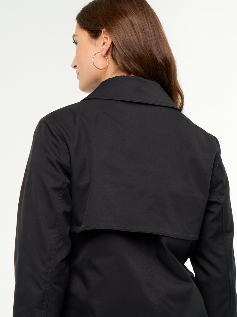 Trench de media longitud con forro interior Negro - Kiabi
