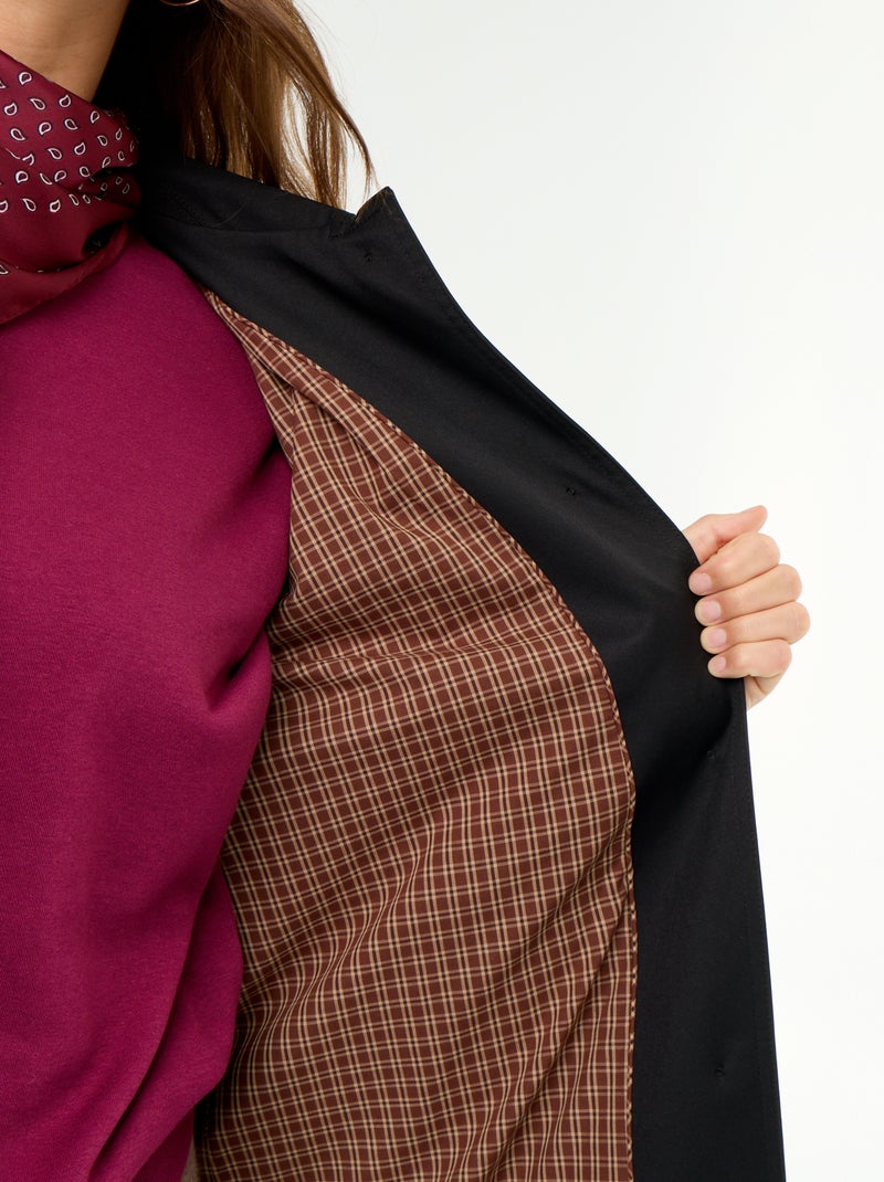 Trench de media longitud con forro interior Negro - Kiabi
