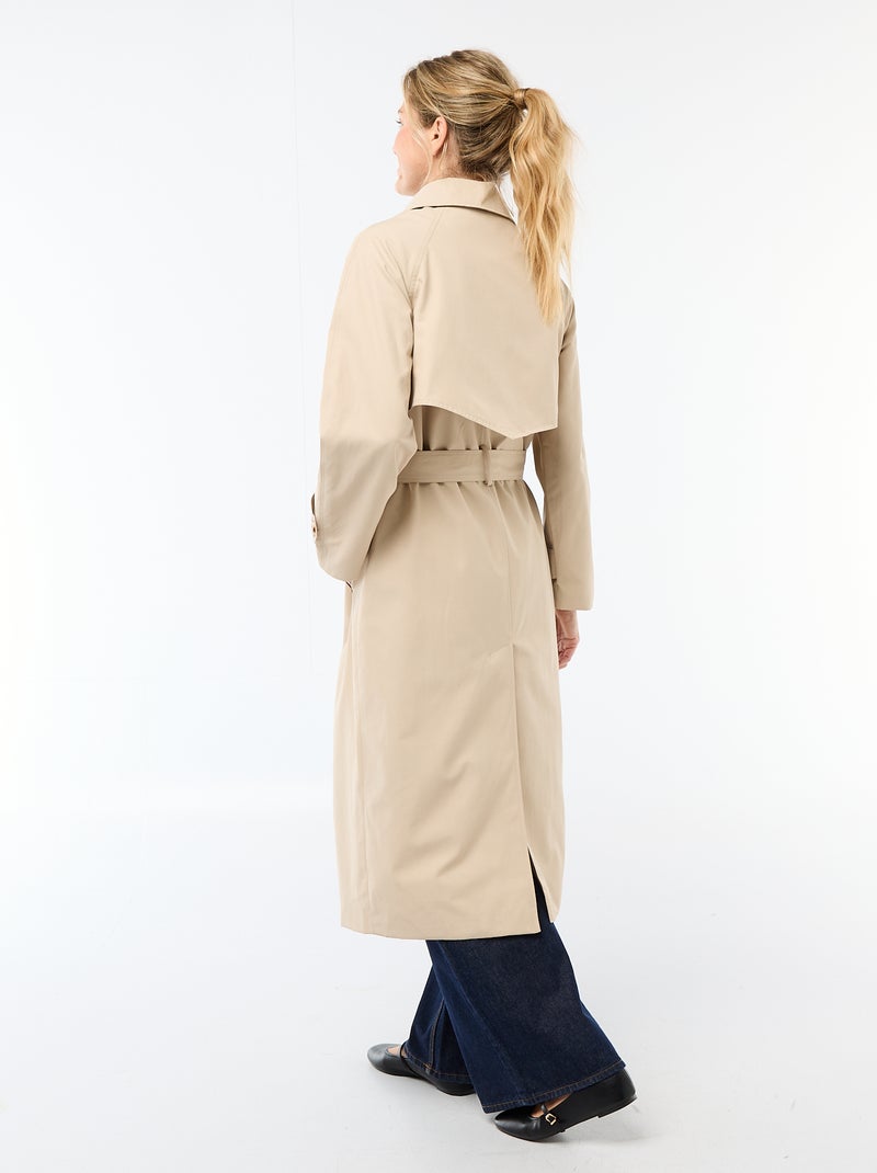 Trench largo doble botonadura Beige - Kiabi