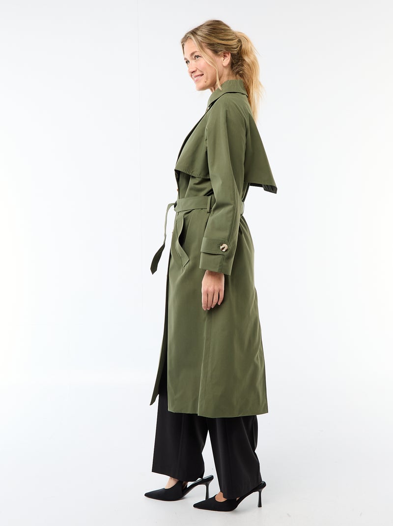 Trench largo doble botonadura Verde - Kiabi