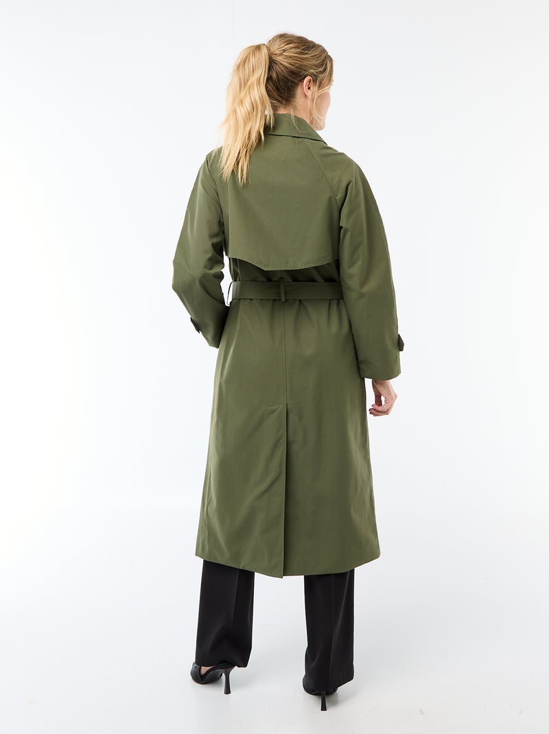 Trench largo doble botonadura Verde - Kiabi