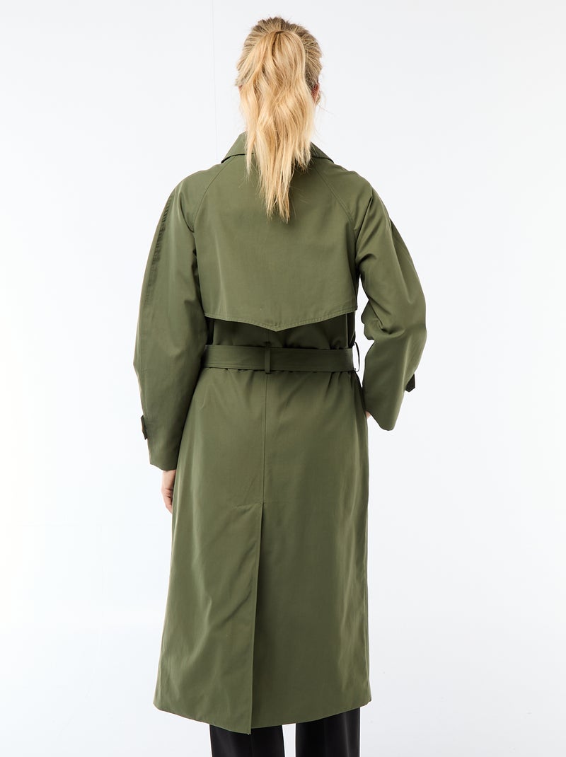 Trench largo doble botonadura Verde - Kiabi