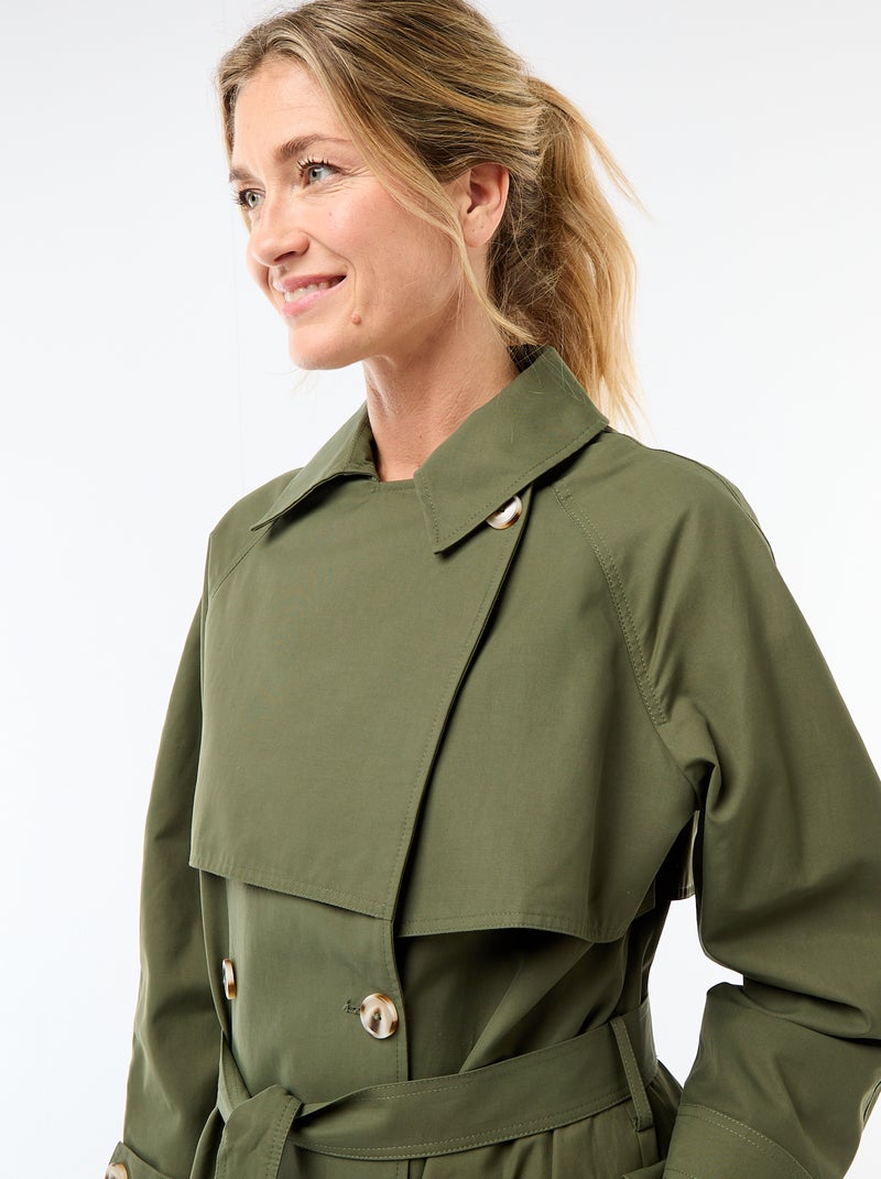 Trench largo doble botonadura Verde - Kiabi