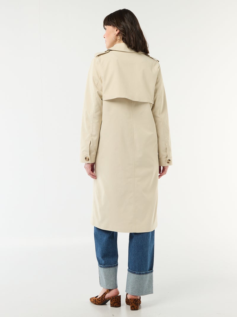 Trench midi con cuello camisero Beige - Kiabi