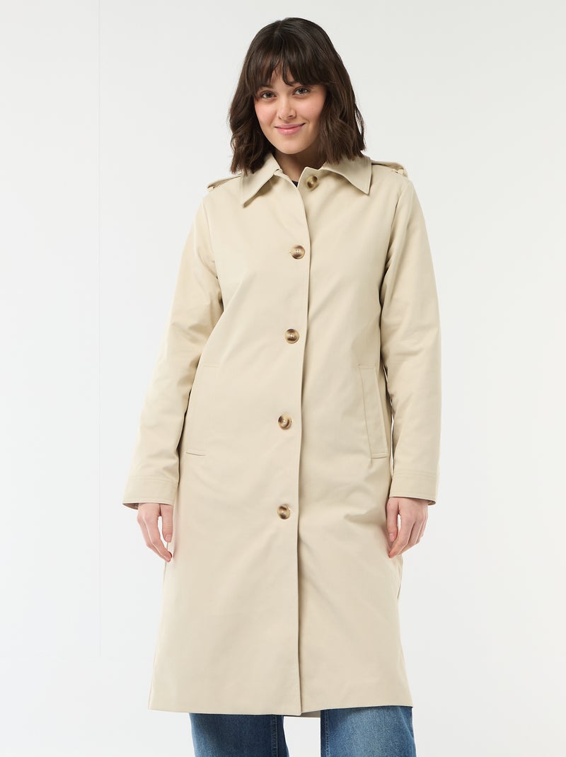 Trench midi con cuello camisero Beige - Kiabi