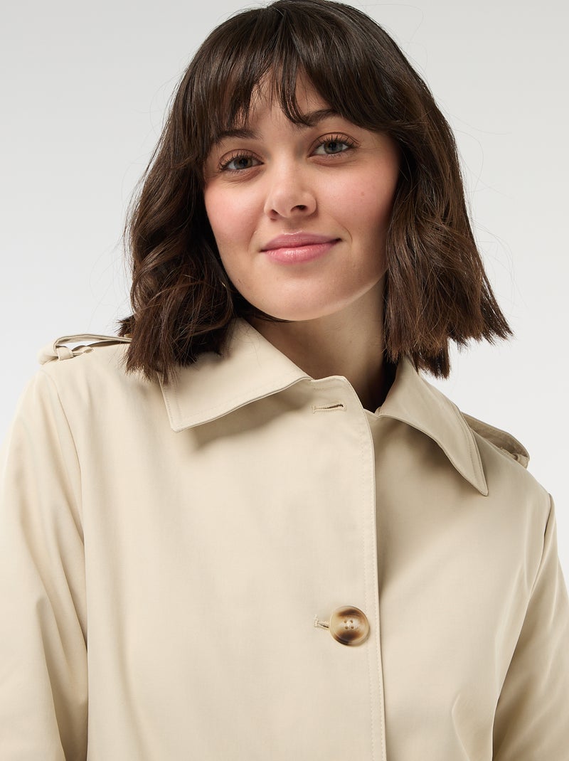 Trench midi con cuello camisero Beige - Kiabi