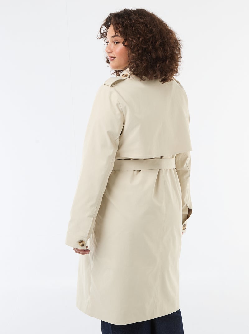 Trench midi con cuello camisero Beige - Kiabi