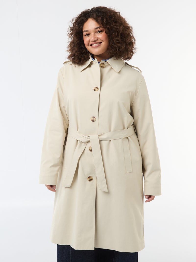 Trench midi con cuello camisero Beige - Kiabi
