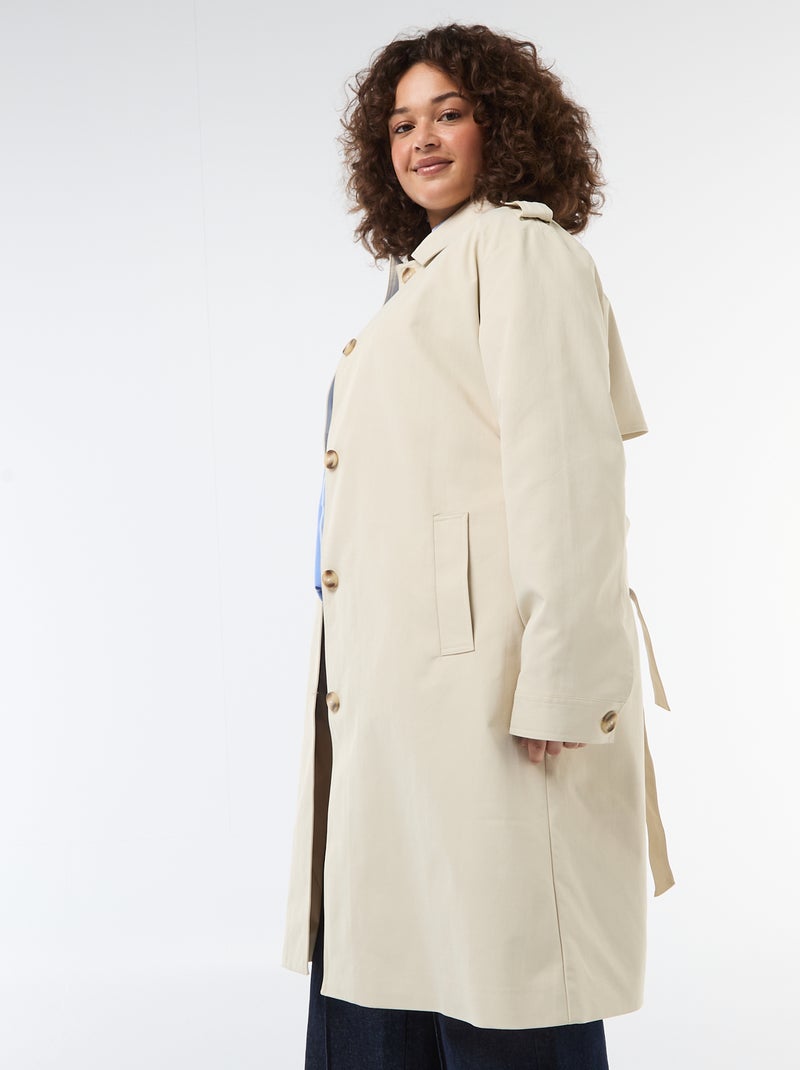 Trench midi con cuello camisero Beige - Kiabi
