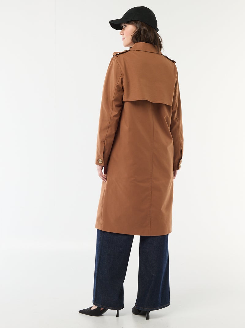 Trench midi con cuello camisero Marron - Kiabi